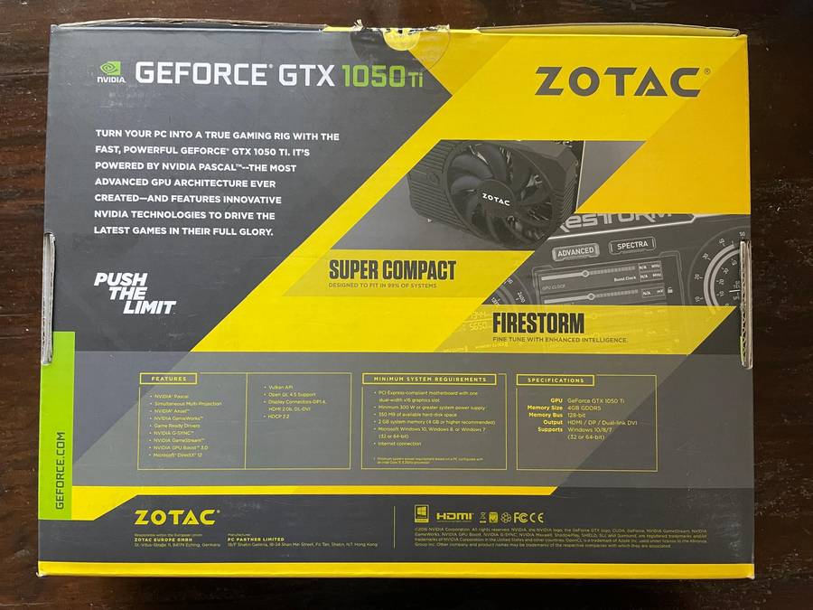 Zotac Nvidia Geforce GTX 1050 Ti 4GB DDR5