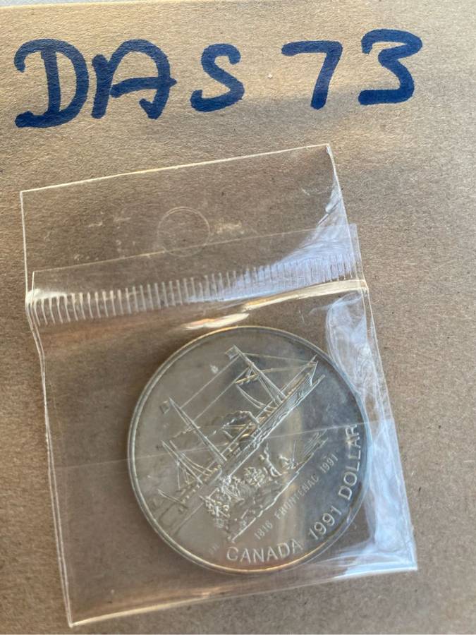 1991 Silver Canada $1 dollar in excellent condition
