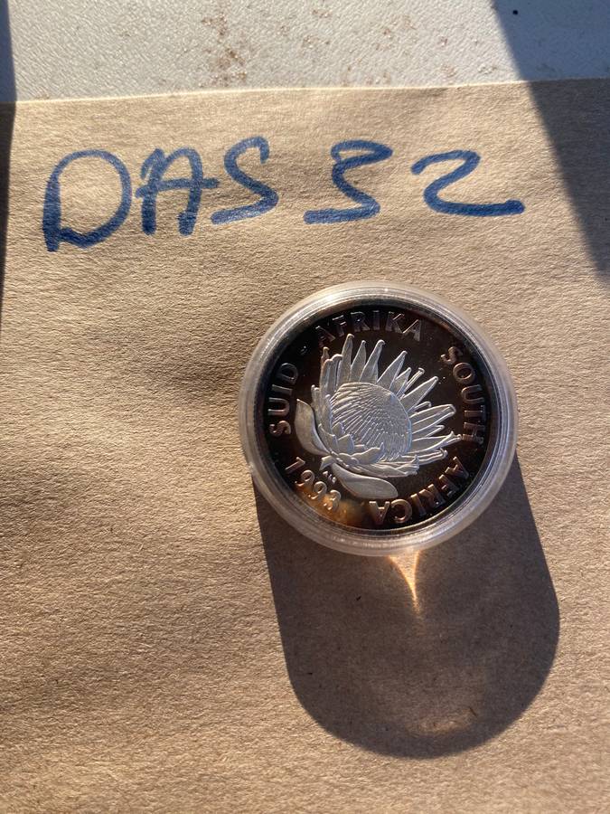 1993 South Africa Protea Series Silver Proof R1 - Banking IN SAM BOX