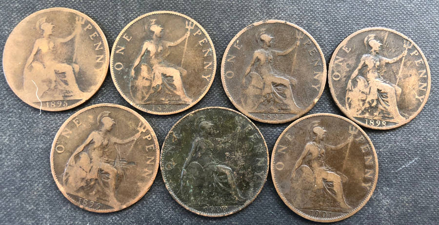 PENNY 1895, 1896,1897,1898,1899,1900 and 1901 BRITISH VEILED VICTORIA COLLECTION