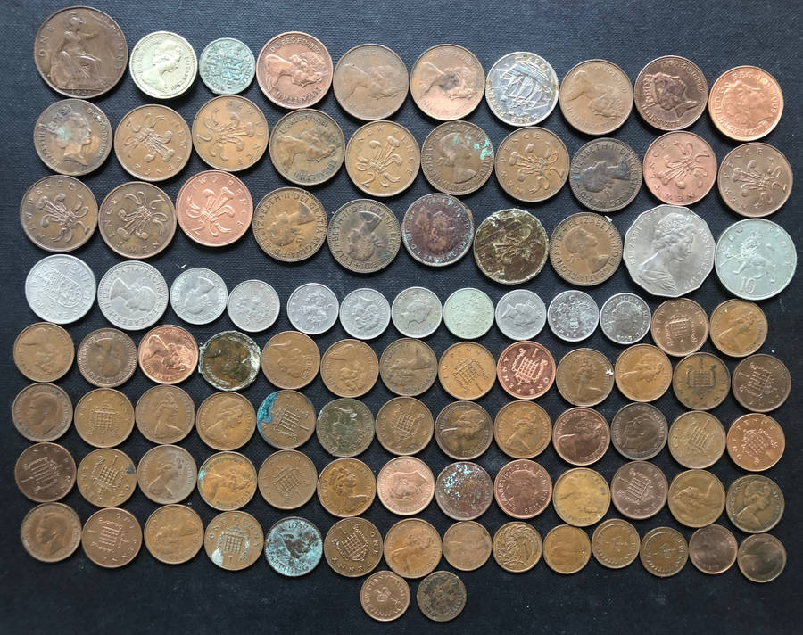 Britain 98 Coins Collection from 1916 and from One Pound to One Farthing