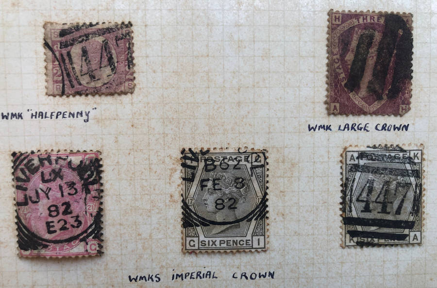 STAMPS PENNY BLACKS CIRCA 1860'S BRITAIN ON ORIGINAL ALBUM PAGE COLLECTION OF 16 STAMPS