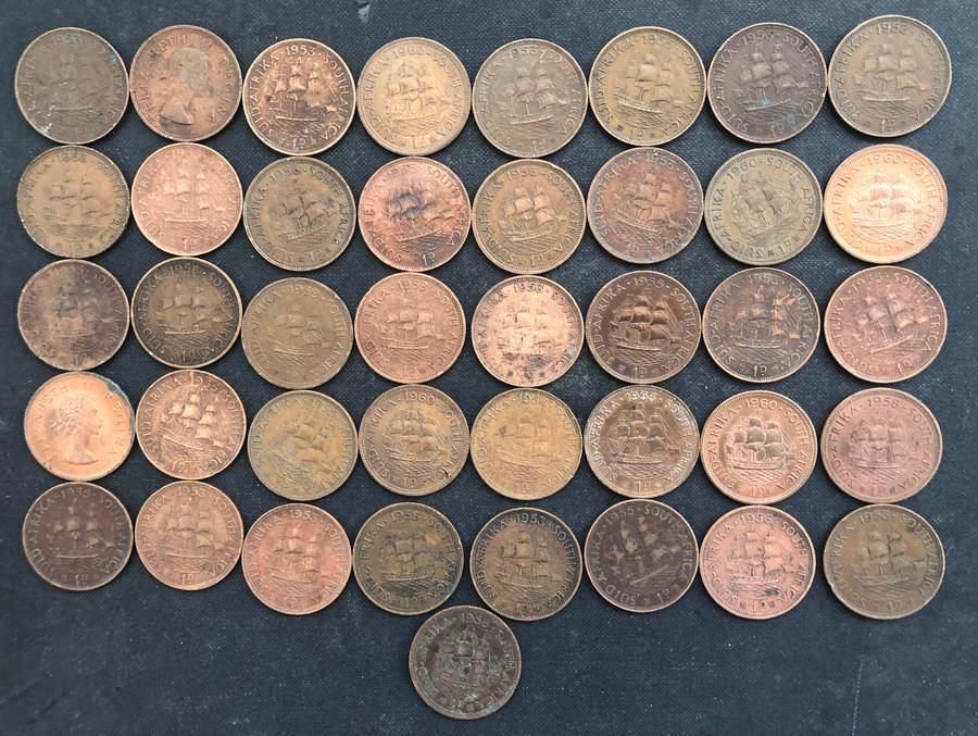 PENNY UNION OF SOUTH AFRICA COLLECTION OF 41 ALL DURING QUEEN ELIZABETH VARIOUS DATES