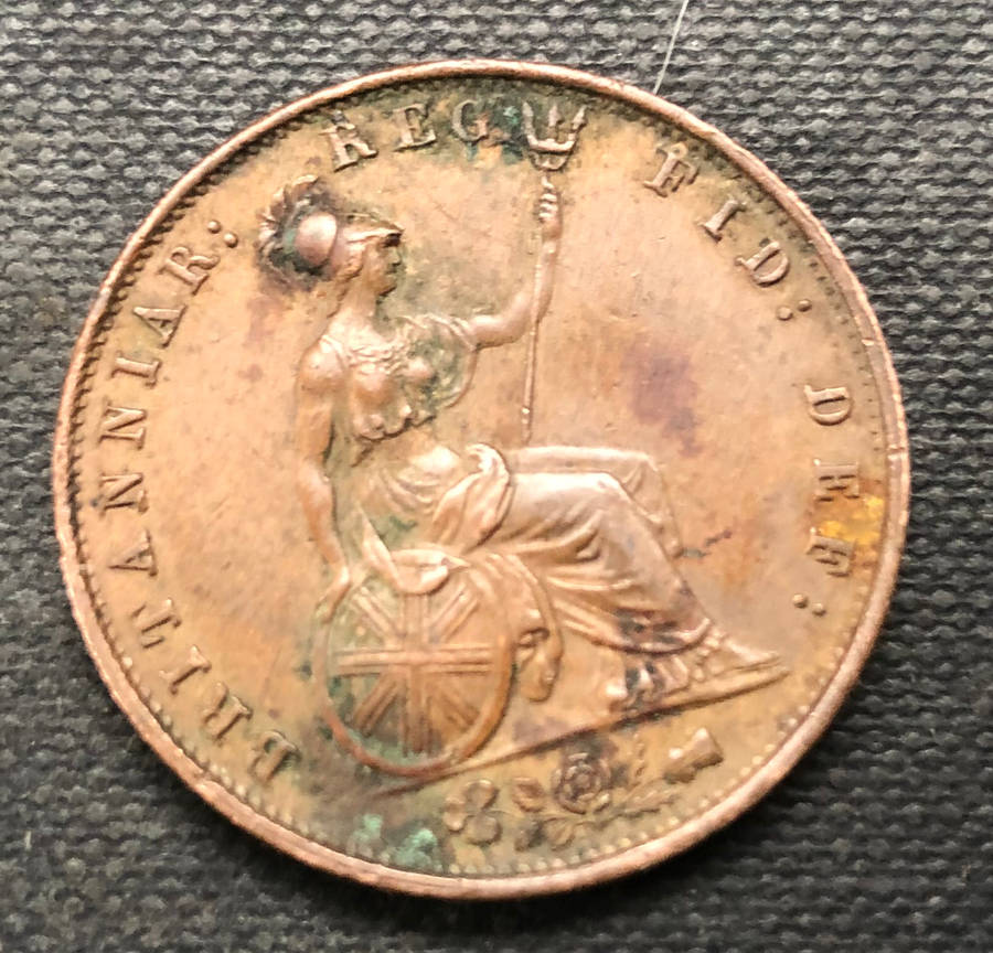 1853 PENNY UK ITALIC 5 AND ORNAMENTAL TRIDENT