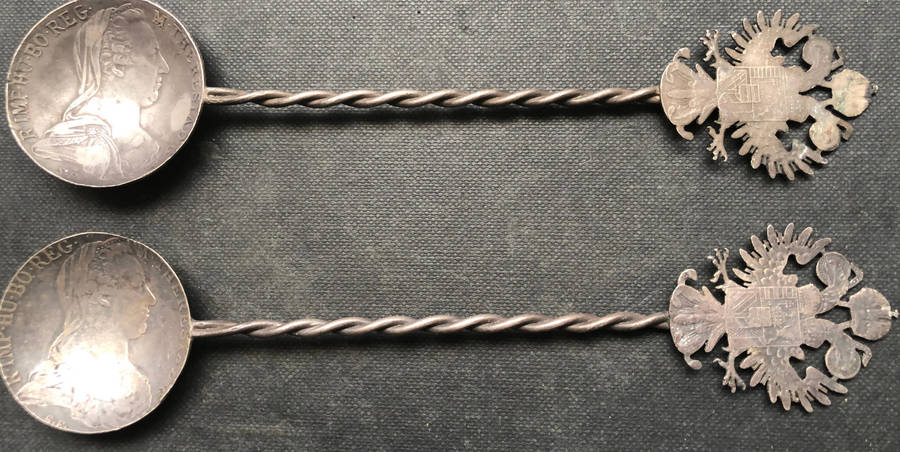 SILVER COIN AUSTRIA QUEEN MARIA THERESIA SPOON LATE 1700`S