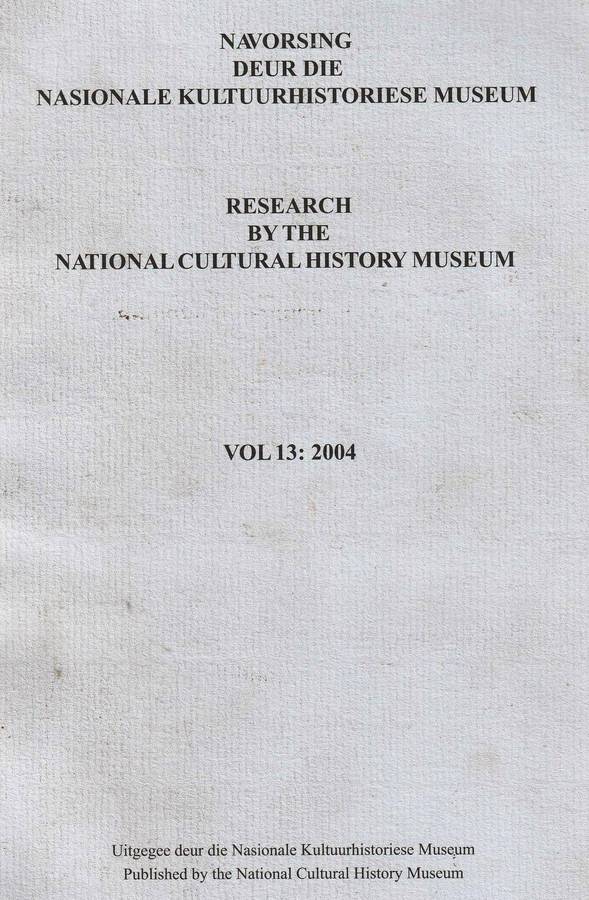 Navorsing Deur DieNasionale Kultuurhistoriese Museum  --  ABO