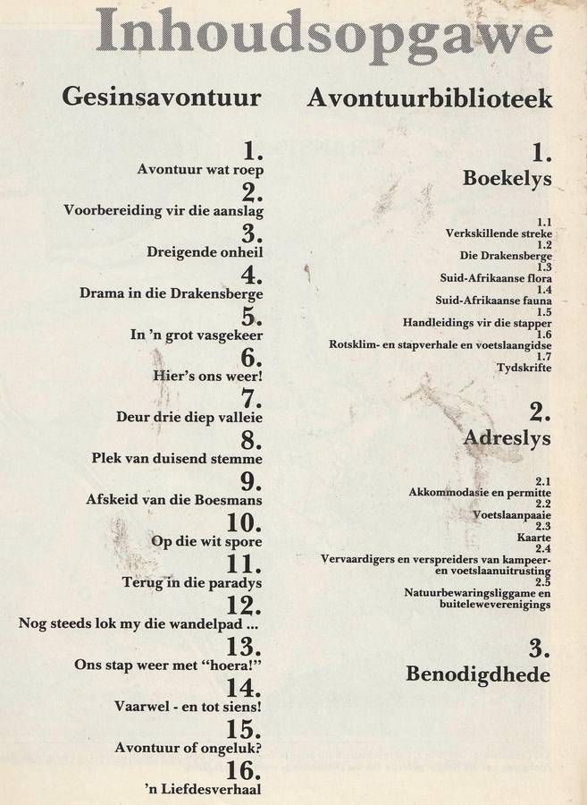 Voetslaanavonture in die Drakensberge  --  Bennie van der Walt