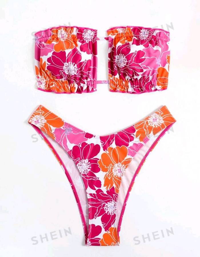 Pink printed Bikini set: Large