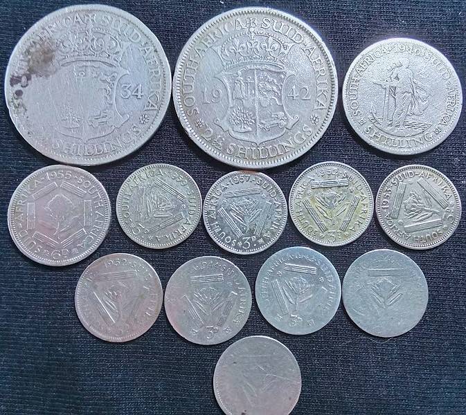 13x SA Union Coins Silver 47.6gr - 1 Bid for All