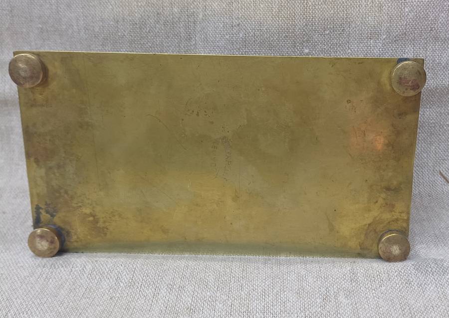 Vintage Double Square Brass Inkstand Inkwell 1930's