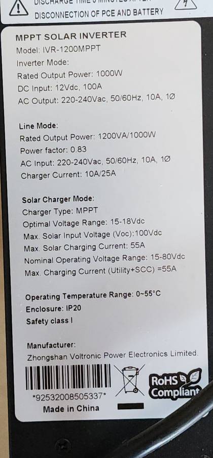 3 X MECER 1200VA 1000W 12V MPPT SOLAR INVERTERS For Parts or Repair