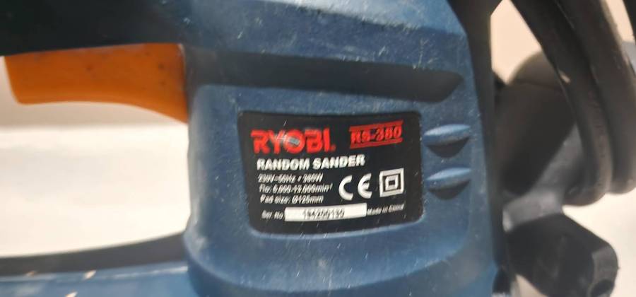 Ryobi 380W Random Orbital Sander, 125 mm Size