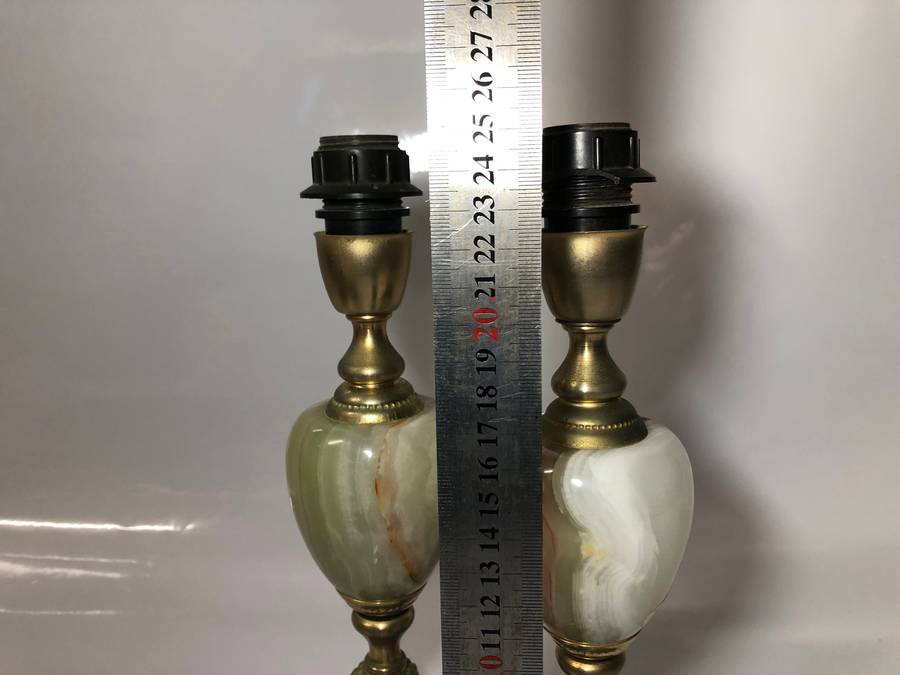 PAIR OF VINTAGE METAL AND ONYX LAMPS