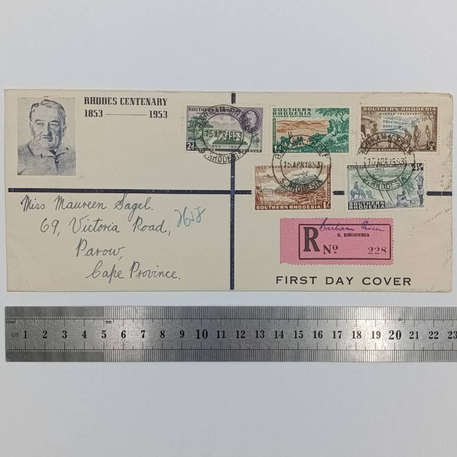 Southern Rhodesia SACC 73- 77 on Rhodes Centenary FDC