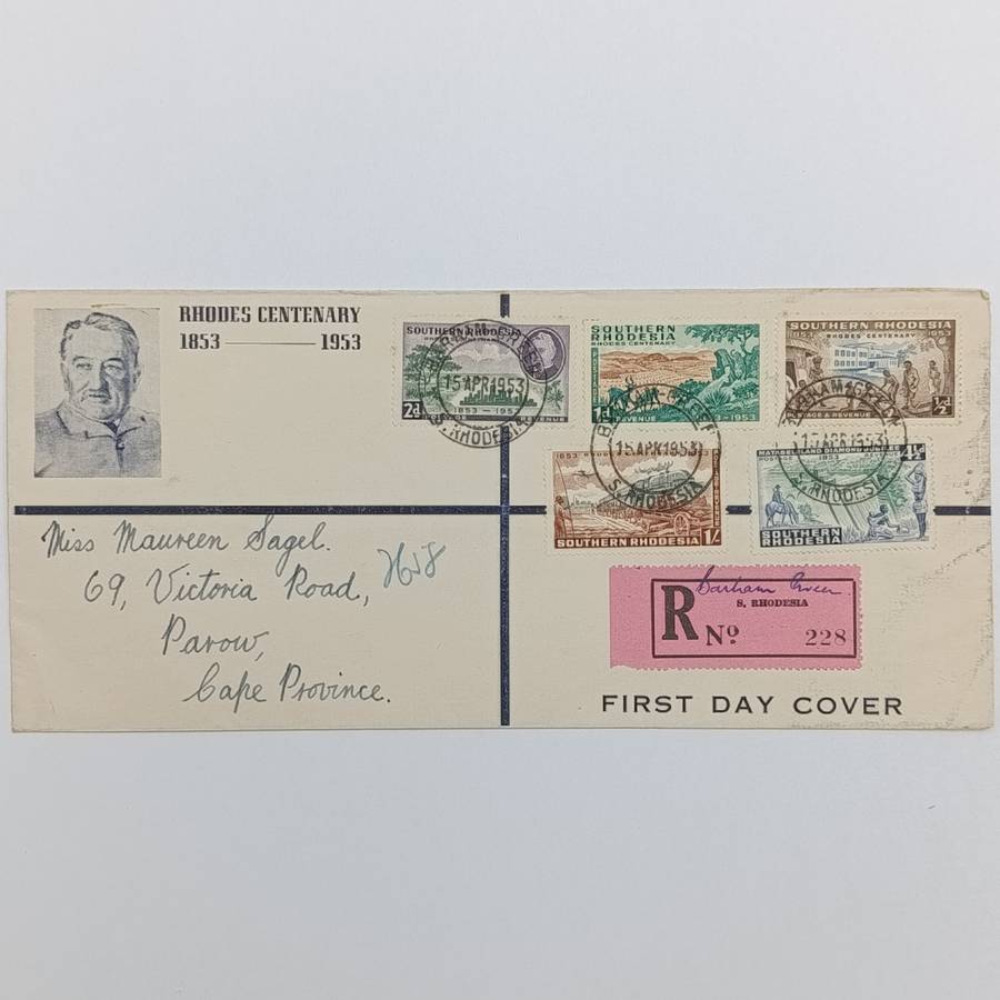 Southern Rhodesia SACC 73- 77 on Rhodes Centenary FDC