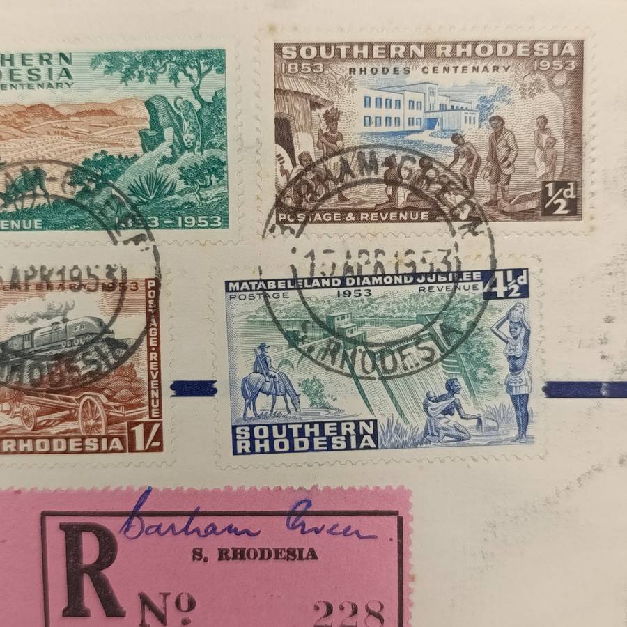 Southern Rhodesia SACC 73- 77 on Rhodes Centenary FDC