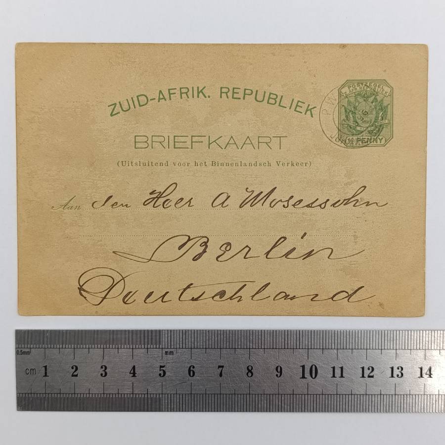 Postal History ZAR Briefkaart from Johannesburg South Africa to Berlin Germany