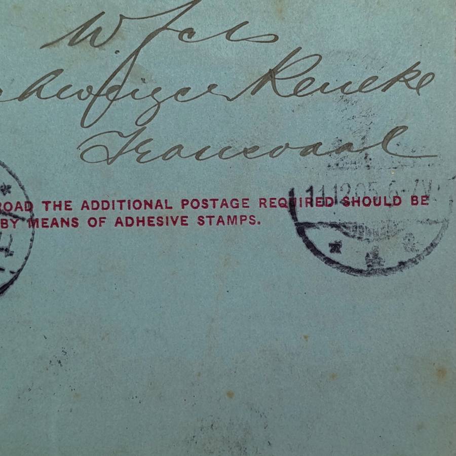 Letter card from Schweizen Reneke (Transvaal) to Hamburg Germany 16 Nov 1905 with 1d Transvaal stamp
