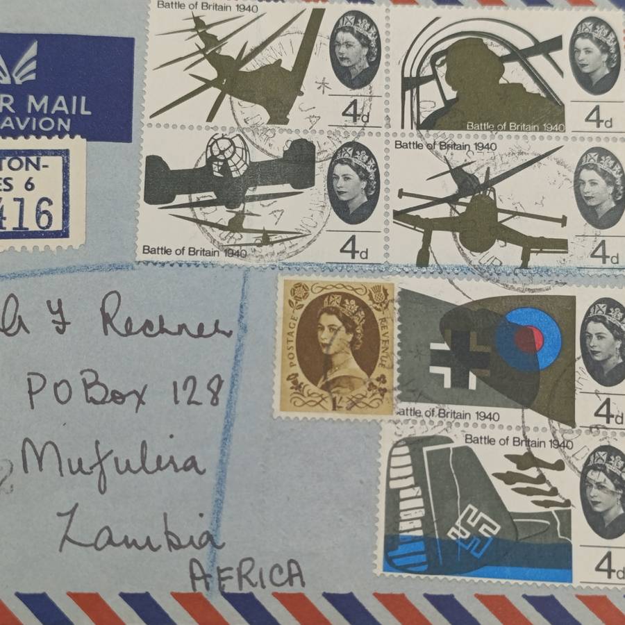 Postal History registered airmail cover Canada to Zambia 1966 backstamped Mufulira & Ndola