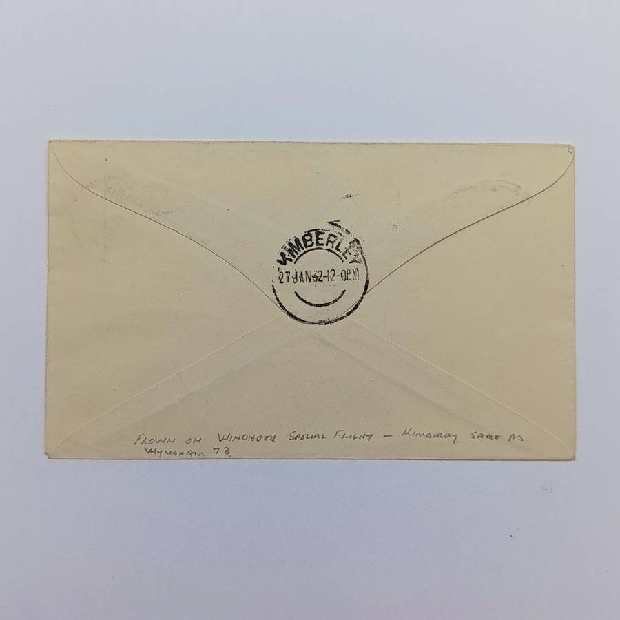 Airmail cover Victoria-West to Kimberley with Victoria West 27 - Jan 1932 cancellation