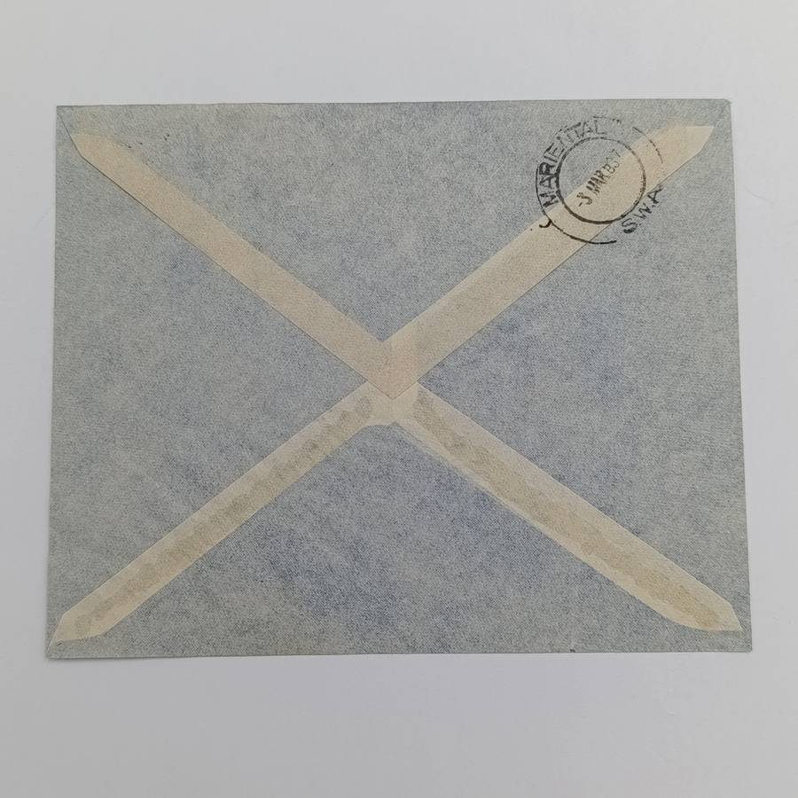 First Day cover Air mail Windhoek to Mariental posted 1 March 1937 and arrived 3 March 1937