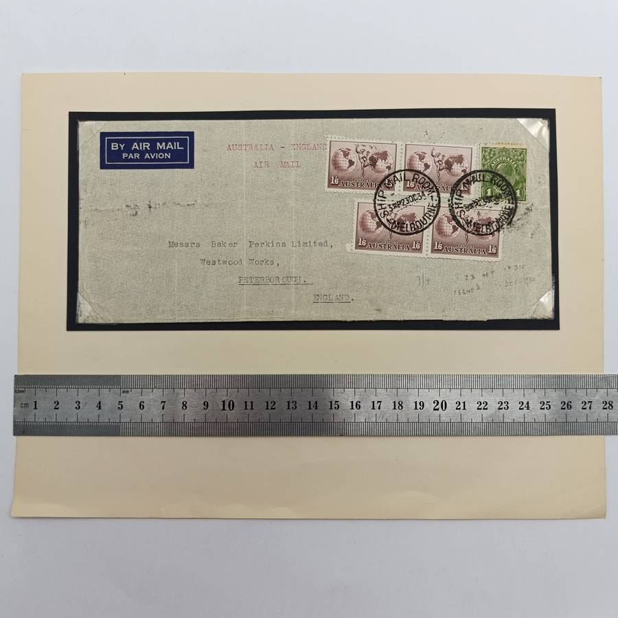 Original letter posted 23 October 1934 in Melbourne Australia in the ships mail room by Air mail