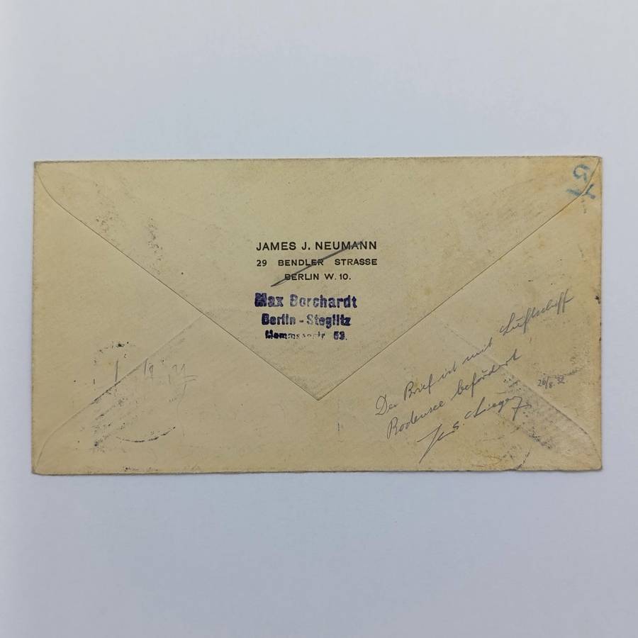 Flight Cover for the Zeppelin "Bodensee" from Berlin to Friedrichshafen on 7/11/1919