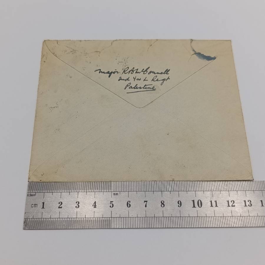 Postal cover from Jenin, Palestine to York, England with 6x 10 Mils Palestine vertical stamps