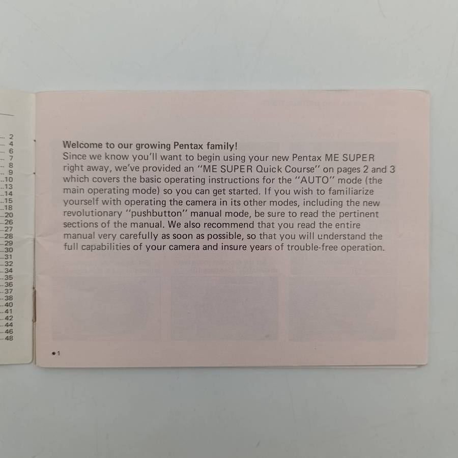 Pentax ME Super camera booklet