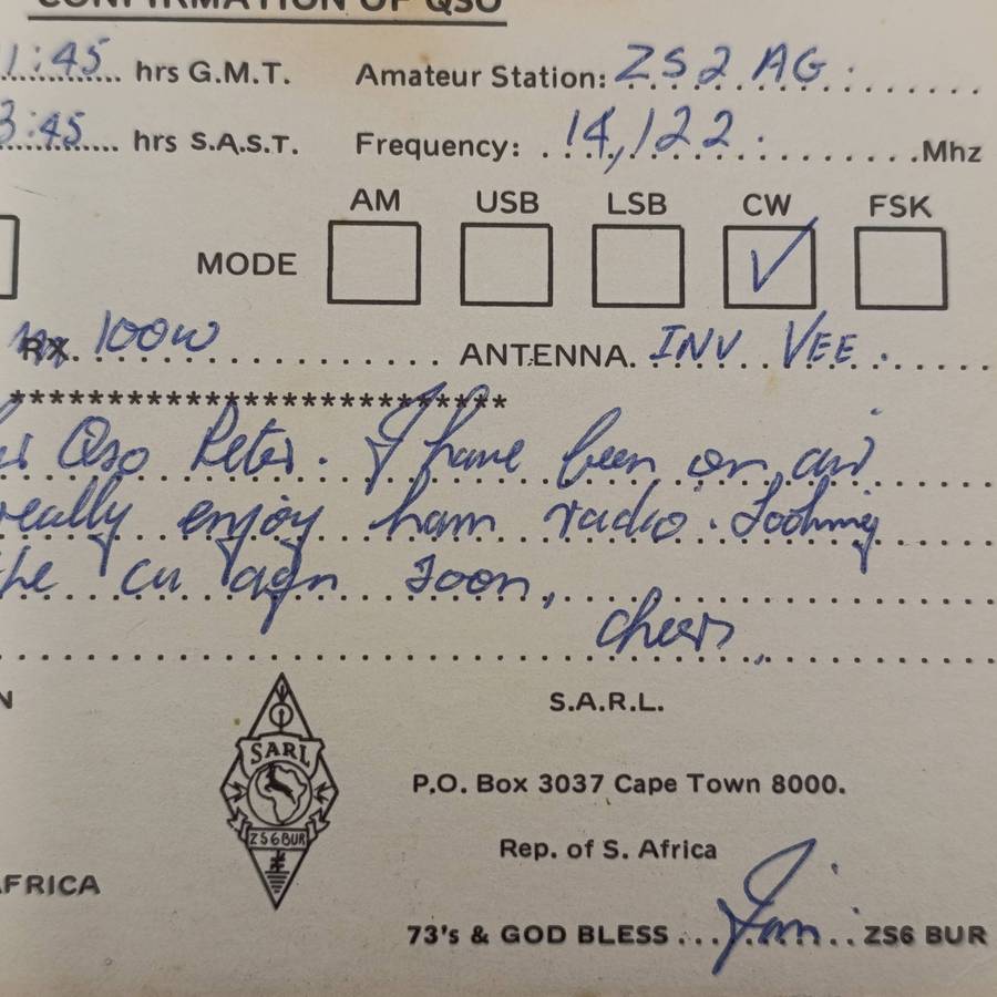 Jan Smuts Airport - Kempton Park 1981 QSL radio amateur card