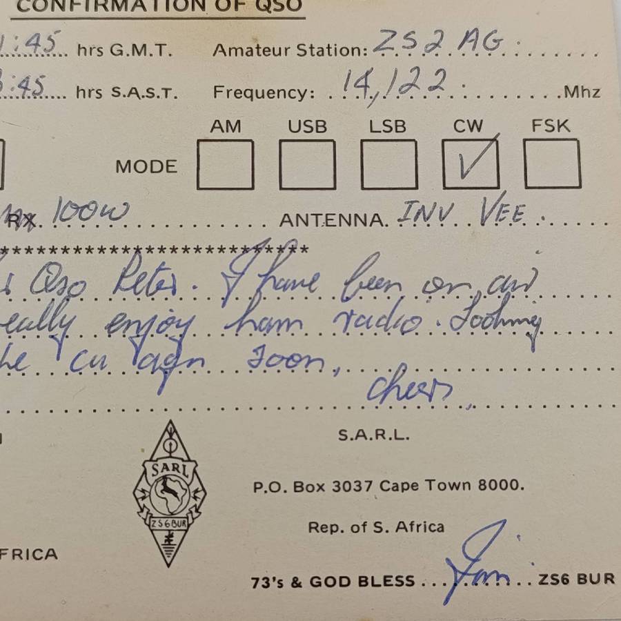 Jan Smuts Airport - Kempton Park 1981 QSL radio amateur card