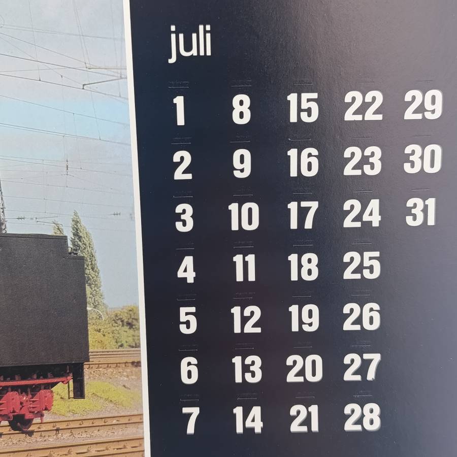 Vintage German Railways calendar - date only - no year or day