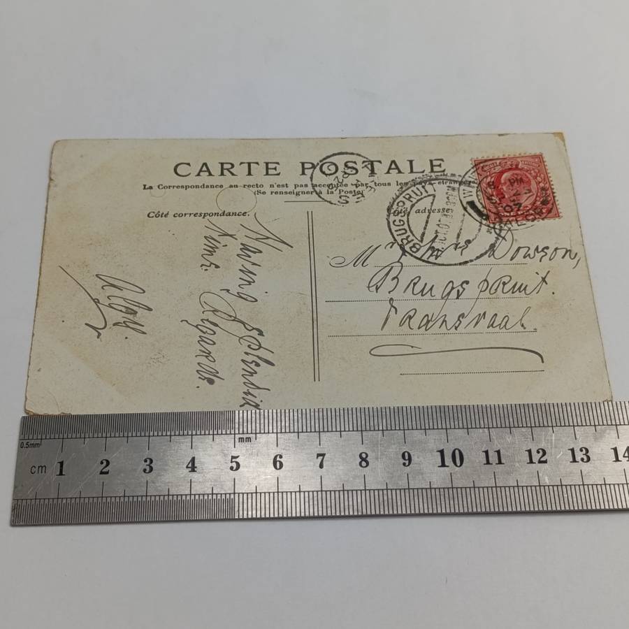 1907 Postcard sent from Salop England to Brugspruit, Transvaal