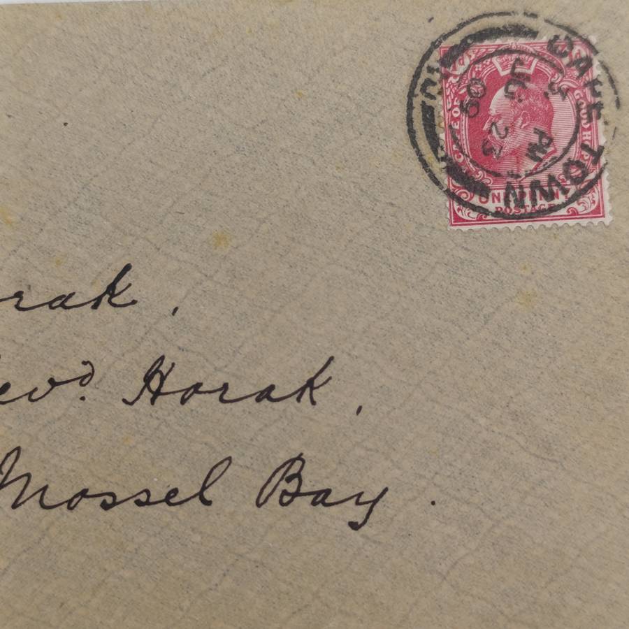 1909 Letter Cape Town to Mossel Bay with Double Circle dated canceller of 1902