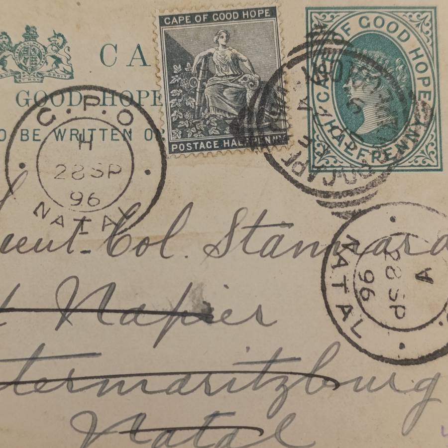 1896 Graham's Town medical congress postcard uprated with half penny stamp