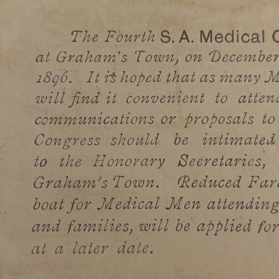 1896 Graham's Town medical congress postcard uprated with half penny stamp
