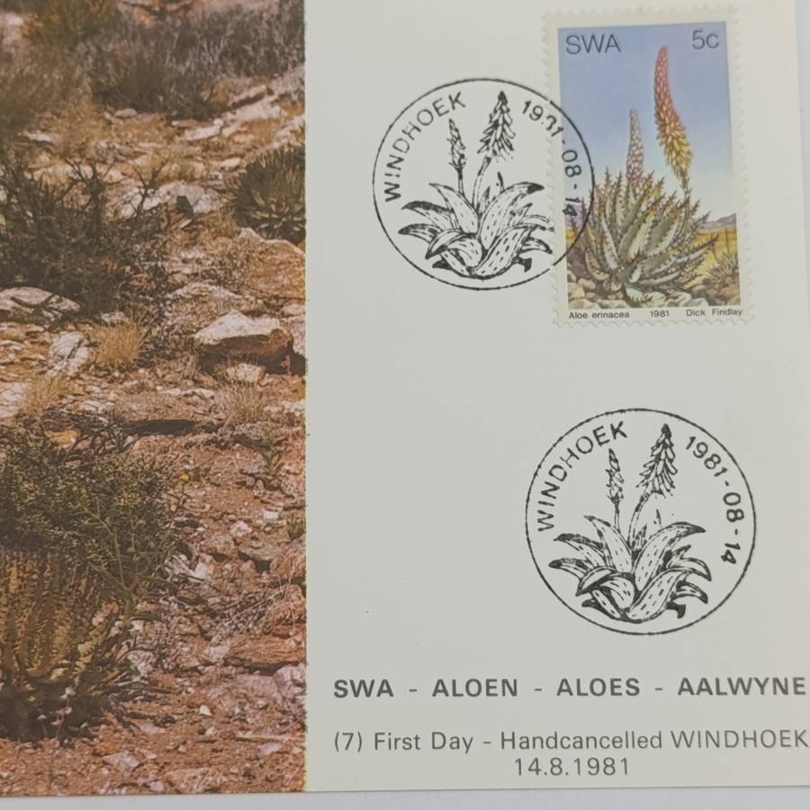 Lot of 4 SWA Aloes Maxi - cards 1981 First Day - Hand cancelled in Windhoek