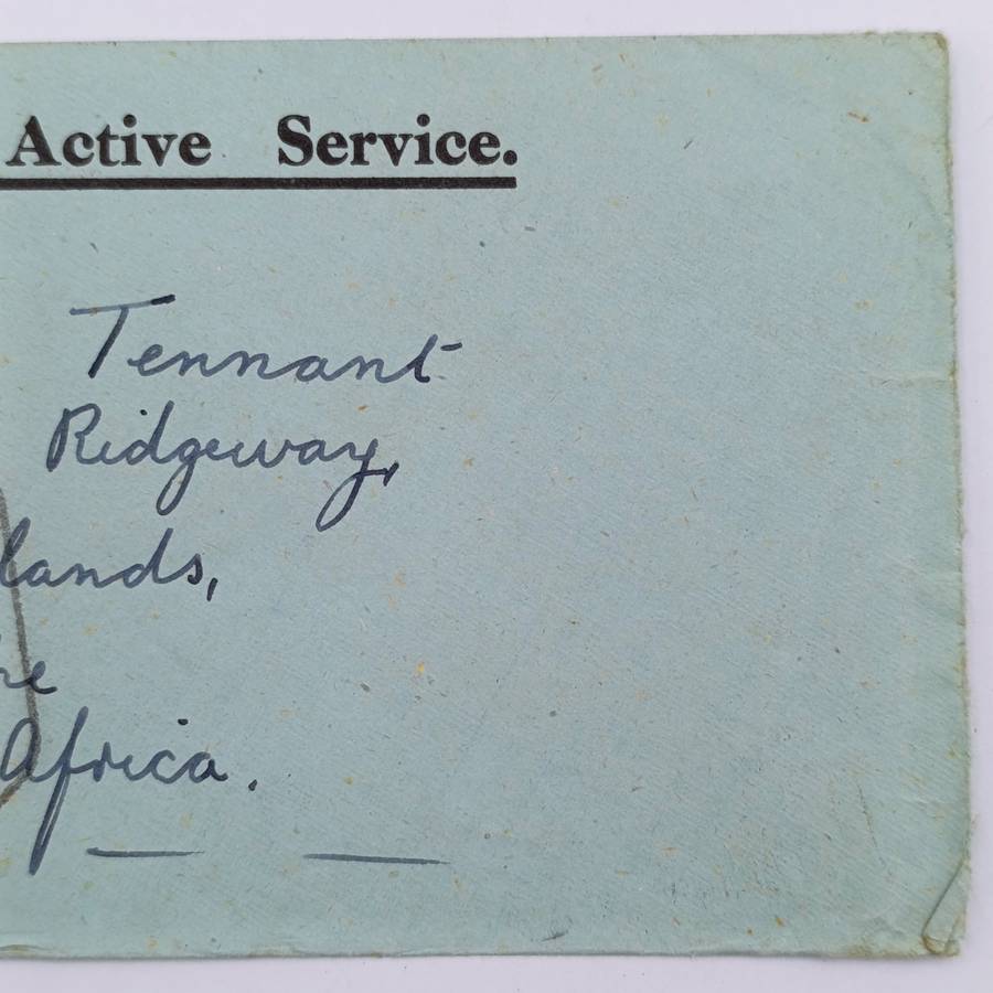 WW2 On Active Service cover to Pinelands, South Africa - with UNIT CENSOR W199 INDIA Rubber stamp