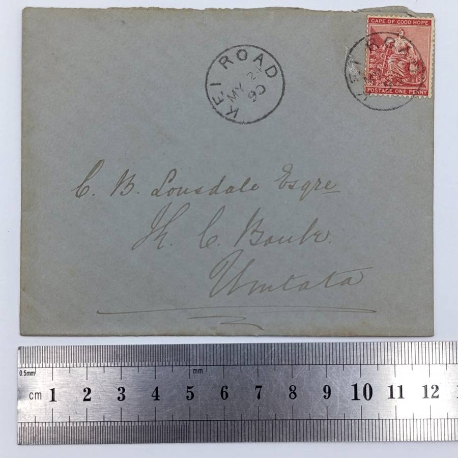 1890 Cover Kei Road to Umtata - One penny Cape of Good Hope stamp
