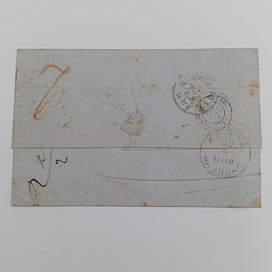 1856 Letter from Copenhagen to Paris forwarded through the Danish Post Office in Hamburg