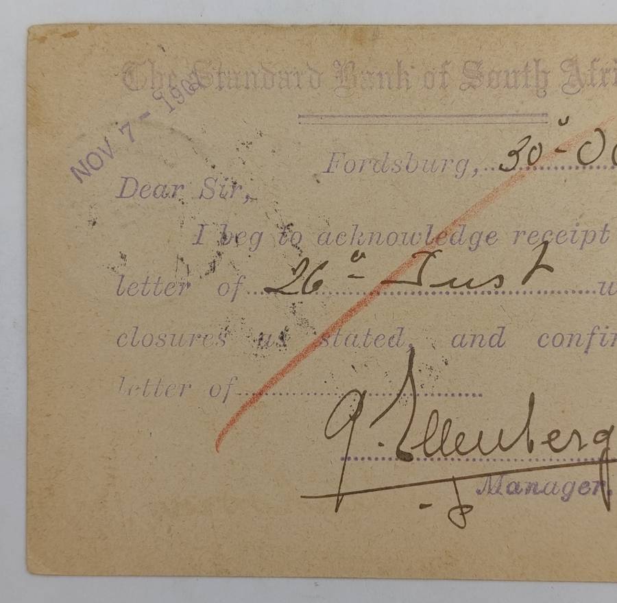 Postcard Fordsburg Transvaal (Johannesburg) to Oudtshoorn Cape colony 30 October 1907