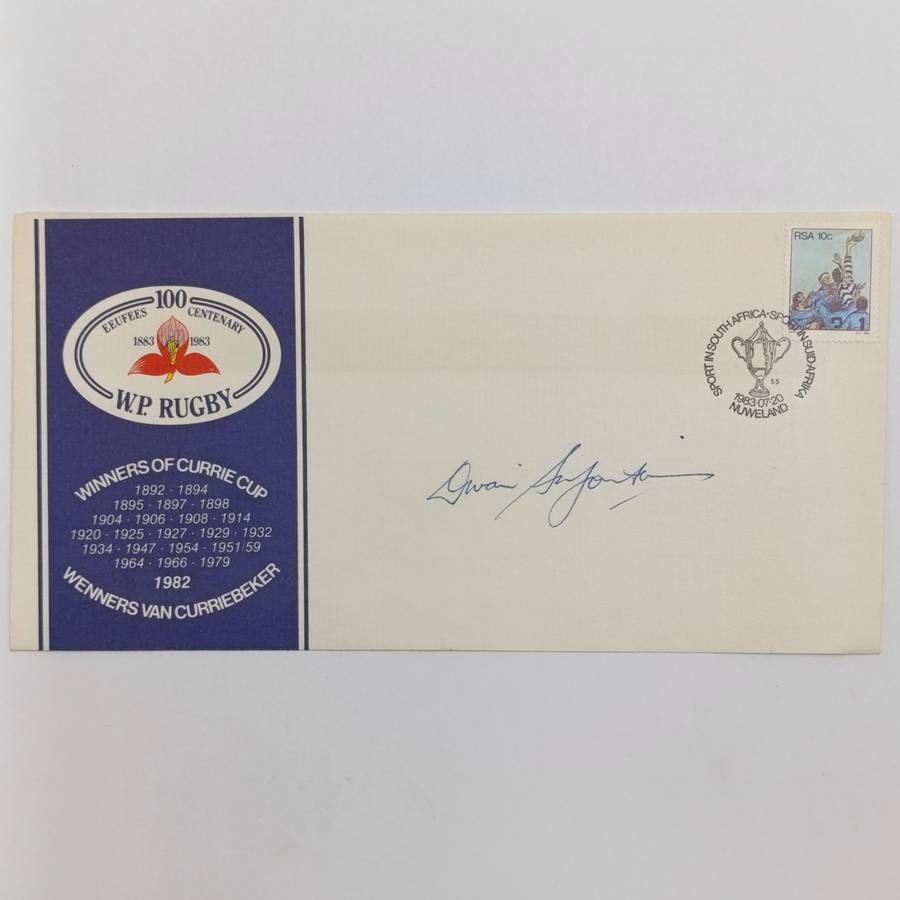 1983 Western Province rugby first day cover signed by Divan Serfontein
