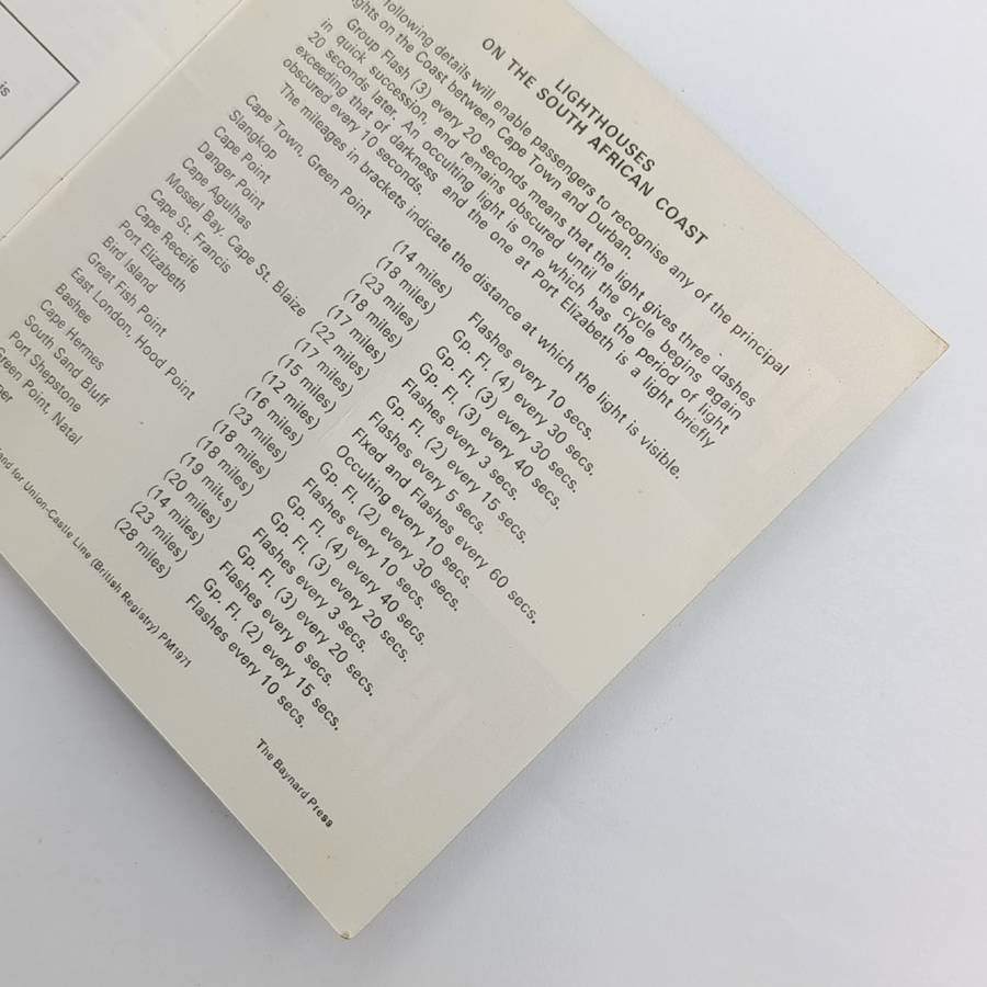 Lot of vintage Union Castle/ Safmarine documents and brochure
