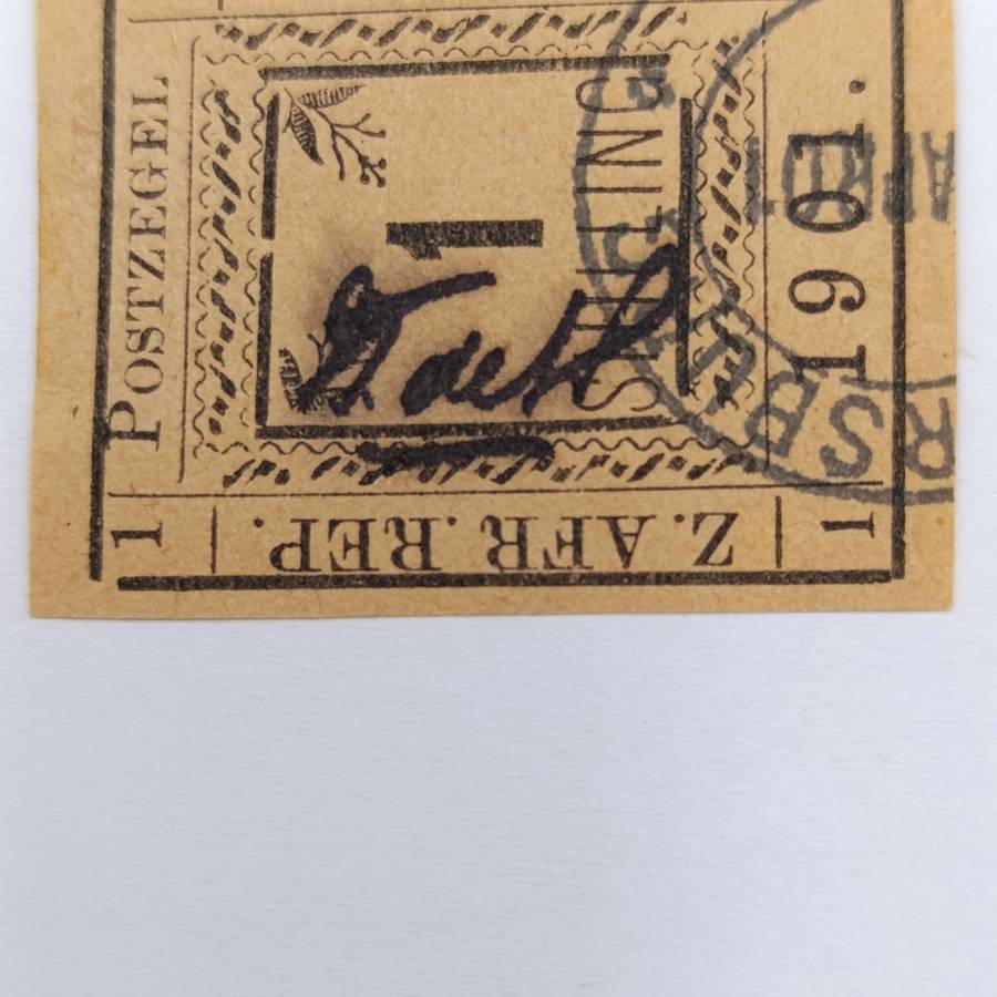 1901 ZAR Pietersburg type 1 imperforated 1 Shilling stamped - used Pietersburg - SACC 16