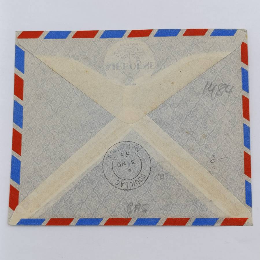 November 1953 Mauritius postal cover with 7 Mauritius stamps with Queen Elizabeth 2