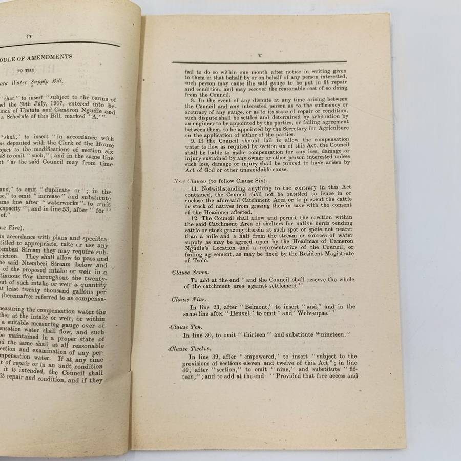 1907 Report of the Select commitee on the Umtata water supply Bill - no cover