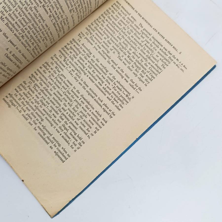 Cape of Good Hope 1861 Report of the Select committee on the Municipal and Water supply Bill