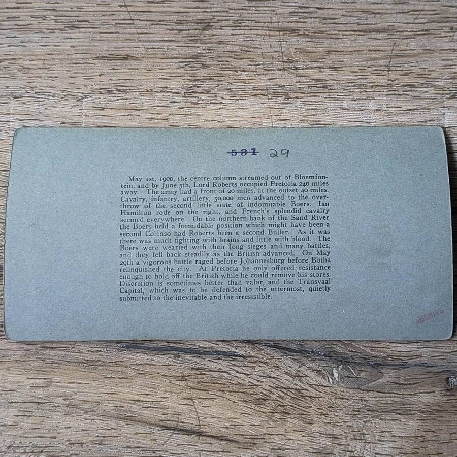 Boer War stereoscope card #11814 British Cavalry Halt on the veldt before the Advance on Pretoria