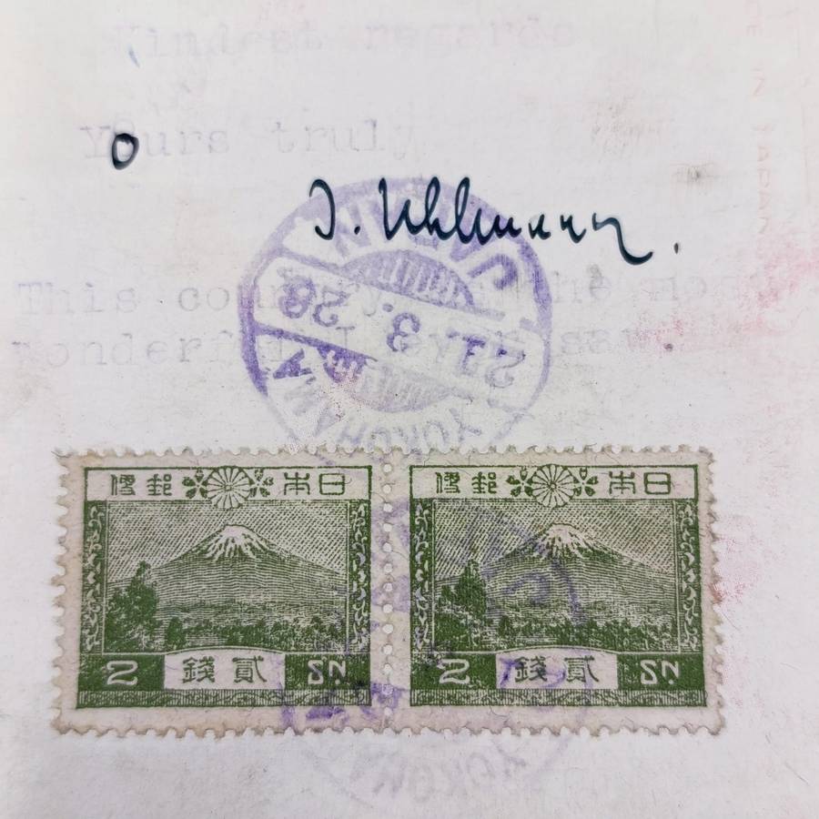 1926 Postcard Yokohama, Japan to Greenpoint, South Africa with 3x2d stamps Cherry Blossom card