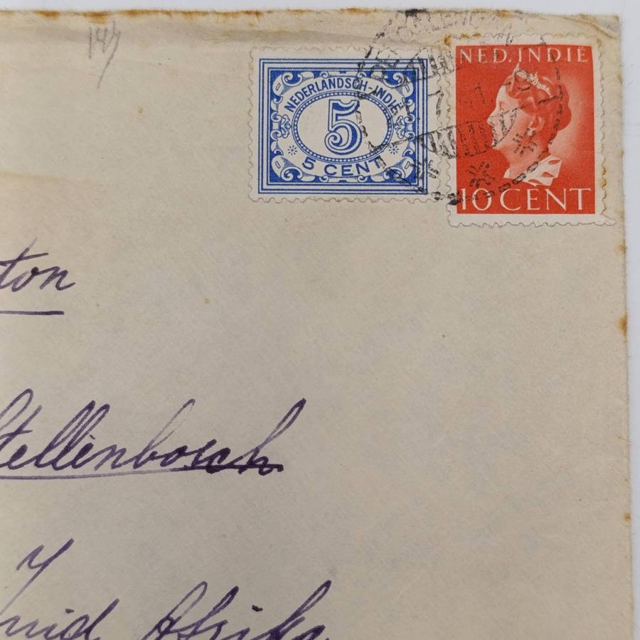 Censored WW2 cover Batavia to Stellenbosch, South Africa